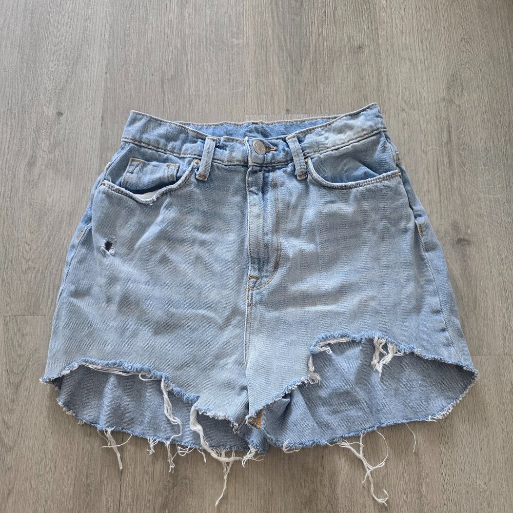 BDG Urban Outfitters Womens Jean Shorts Size 26 Blue Mom High Rise Cutoff Denim